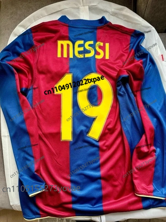 Camiseta de fútbol retro de manga larga con estampado de Messi en 3D, camiseta transpirable y de secado rápido