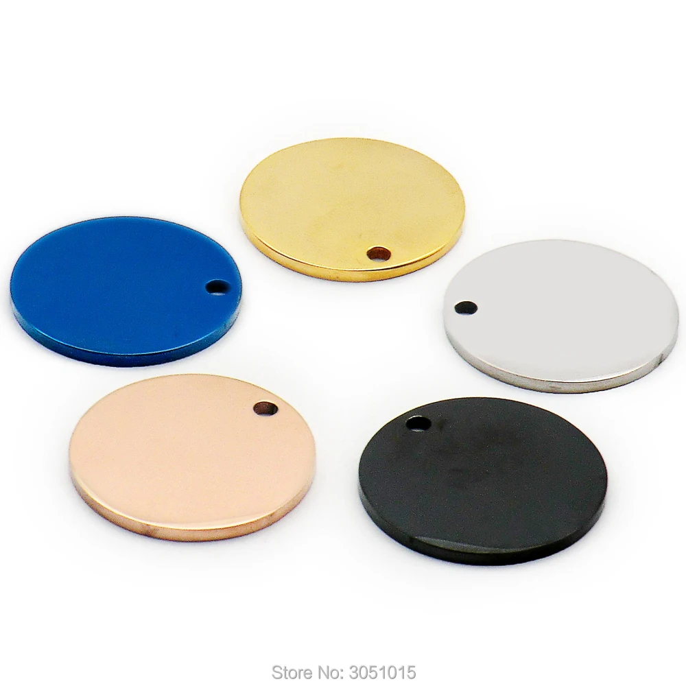 Wholesale 100Pcs Stainless Steel Round Dog Tag Pet ID Name Engravable Personalized Name Pendant Dog ID Tag Necklace Jewelry