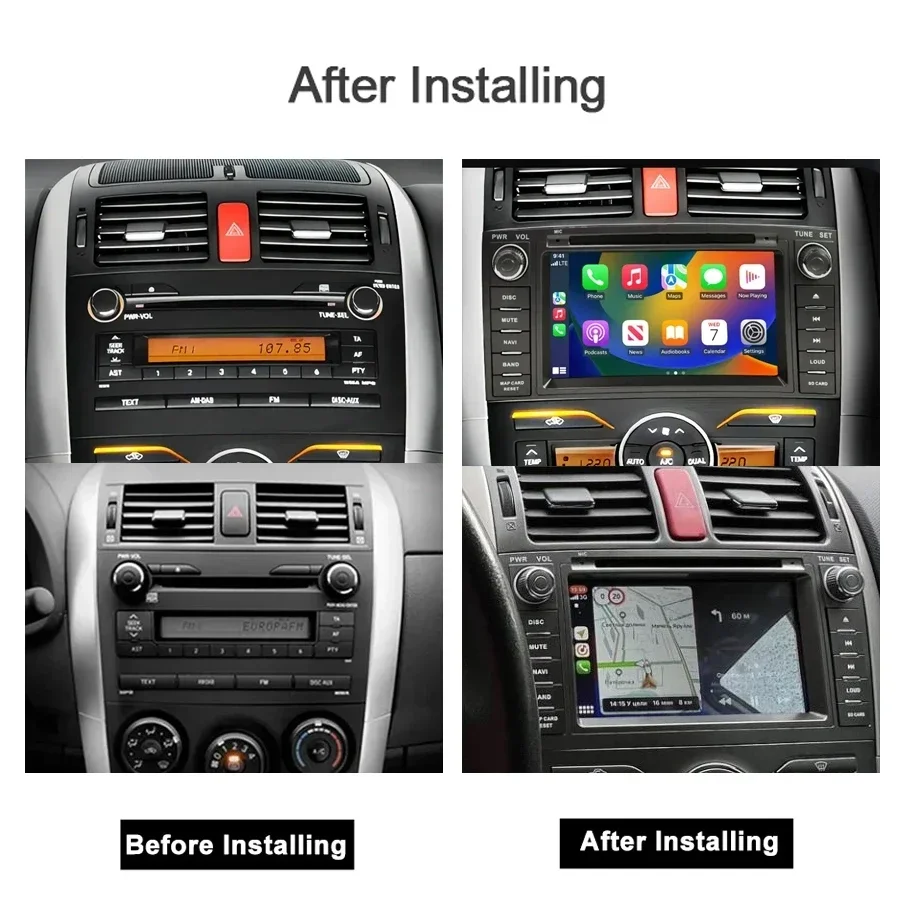 Carplay 2 din Android 13 Car DVD Player Navigation GPS Radio 4GB Bluetooth Wifi LTE autoradio For Toyota Auris Corolla 2006-2012