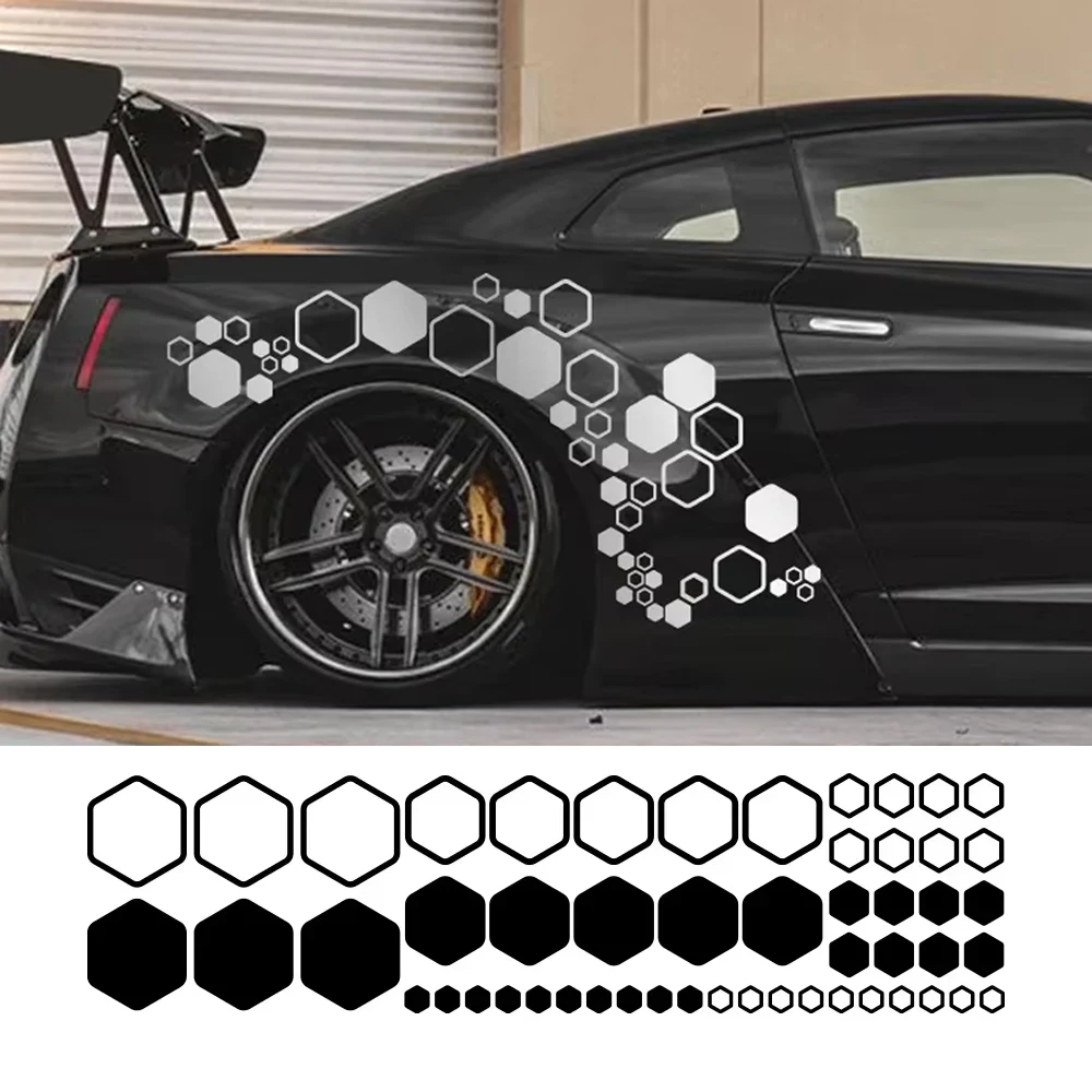 Pegatinas de combinación Hexagonal de panal para coche, calcomanías de vinilo poligonales impermeables, decoración DIY, accesorios de estilo para carrocería lateral