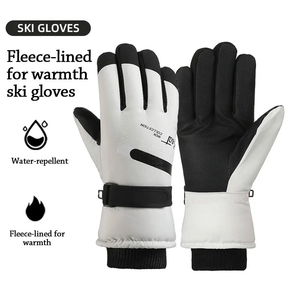 

Модные теплые зимние перчатки с флисовой подкладкой, нескользящие лыжные перчатки для сноуборда, утолщенные термоветрозащитные варежки с сенсорным экраном для катания на лыжах