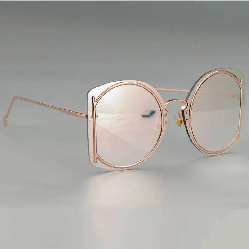 47048 Neue Luxuriöse Sonnenbrille Frauen Marke Designer Randlose Sonnenbrille Gradienten Objektiv Uv400 Bunte Spiegel Mode Brillen