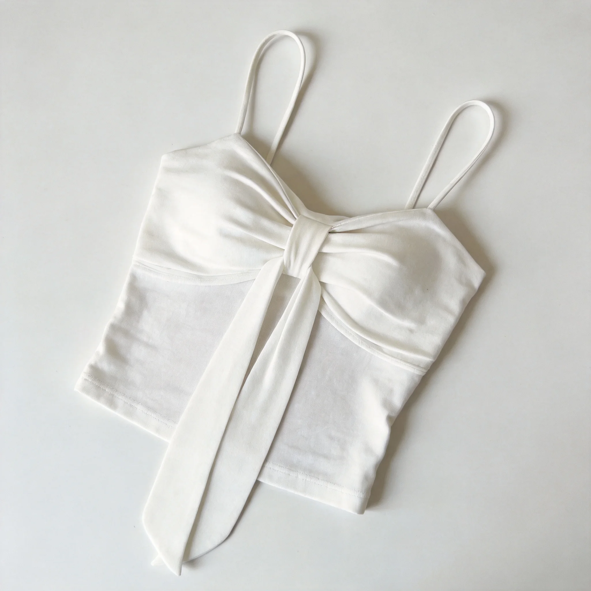 Karofi Sommermode Camisole mit Schleifenknoten, Brustpolster, verstellbaren Trägern, schmal geschnittenes Crop-Top, lässige Unterwäsche, Tank-Top A6172 – Detail 13