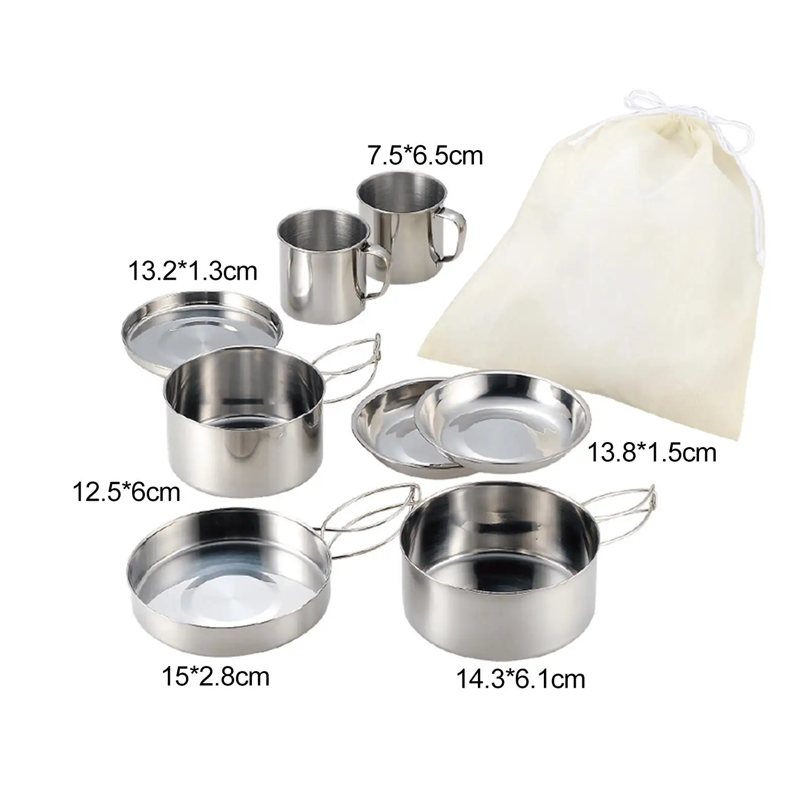 

8Pcs Camping Cookware Mess Kit Cooking Set Outdoor Pot Plates And Cups for Hiking