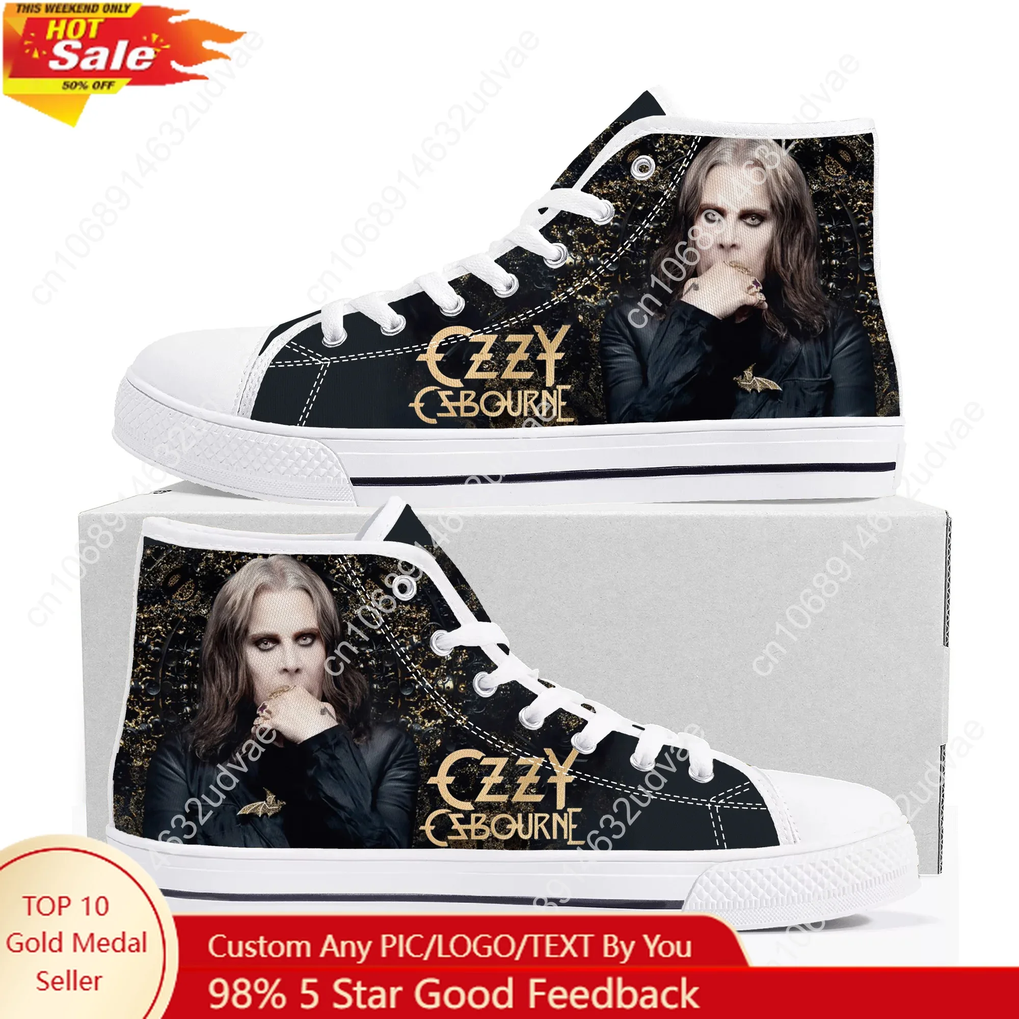 

Ozzy Osbourne Rock Singer High Top Shoes Men Women Teenager Canvas Sneaker High Quality Sneakers Couple Footwear Custom Shoe