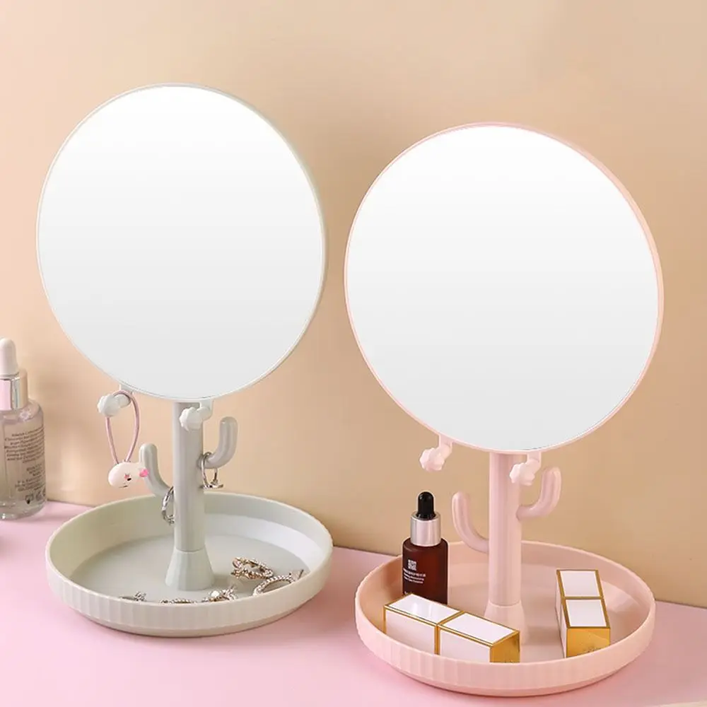 

Cartoon Cactus Vanity Mirror Detachable High-definition Beauty Mirror Jewelry Organizer 360 Degree Rotation Touch Up Mirror Home