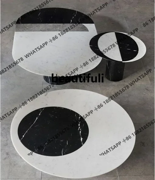 x1Nordic simple light luxury marble dining table villa model room round color matching dining table small apartment table