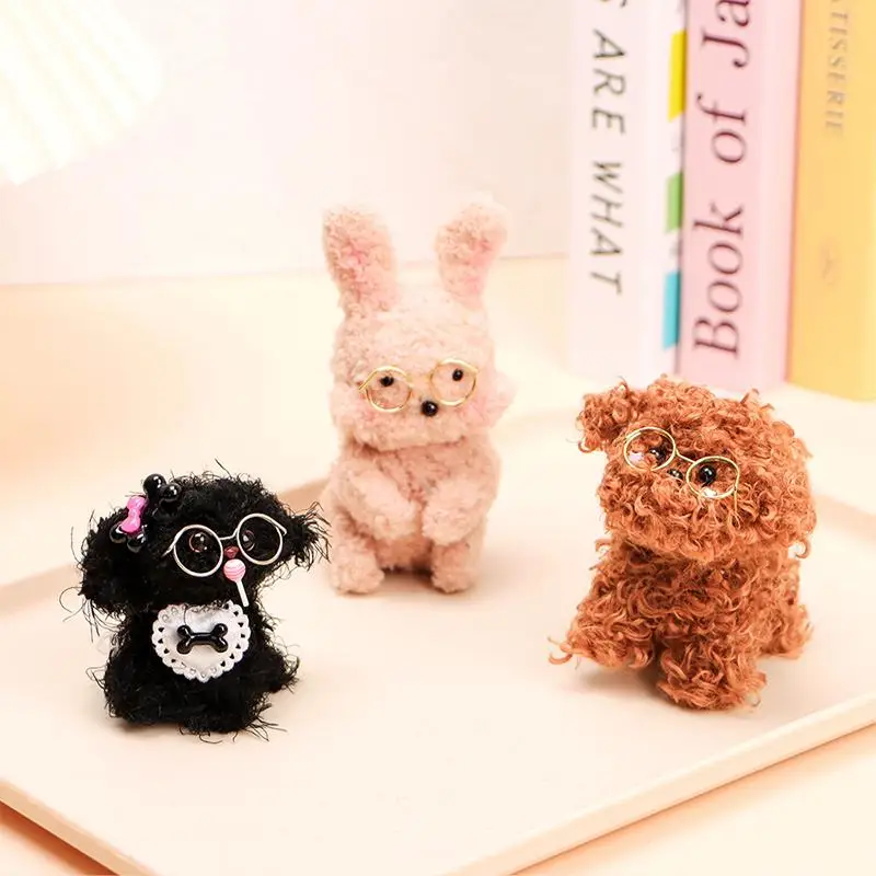 10Pcs Mini Retro Round Doll Glasses Frame Lensless Black Metal Miniature Eyewear Toys Plush Doll Decoration Accessories view 2
