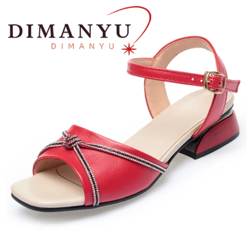 

DIMANYU Women's Sandals Summer 2025 New Fashion Diamond Women's Sandals Genuine Leather Large 41 42 43 Women's Sandals