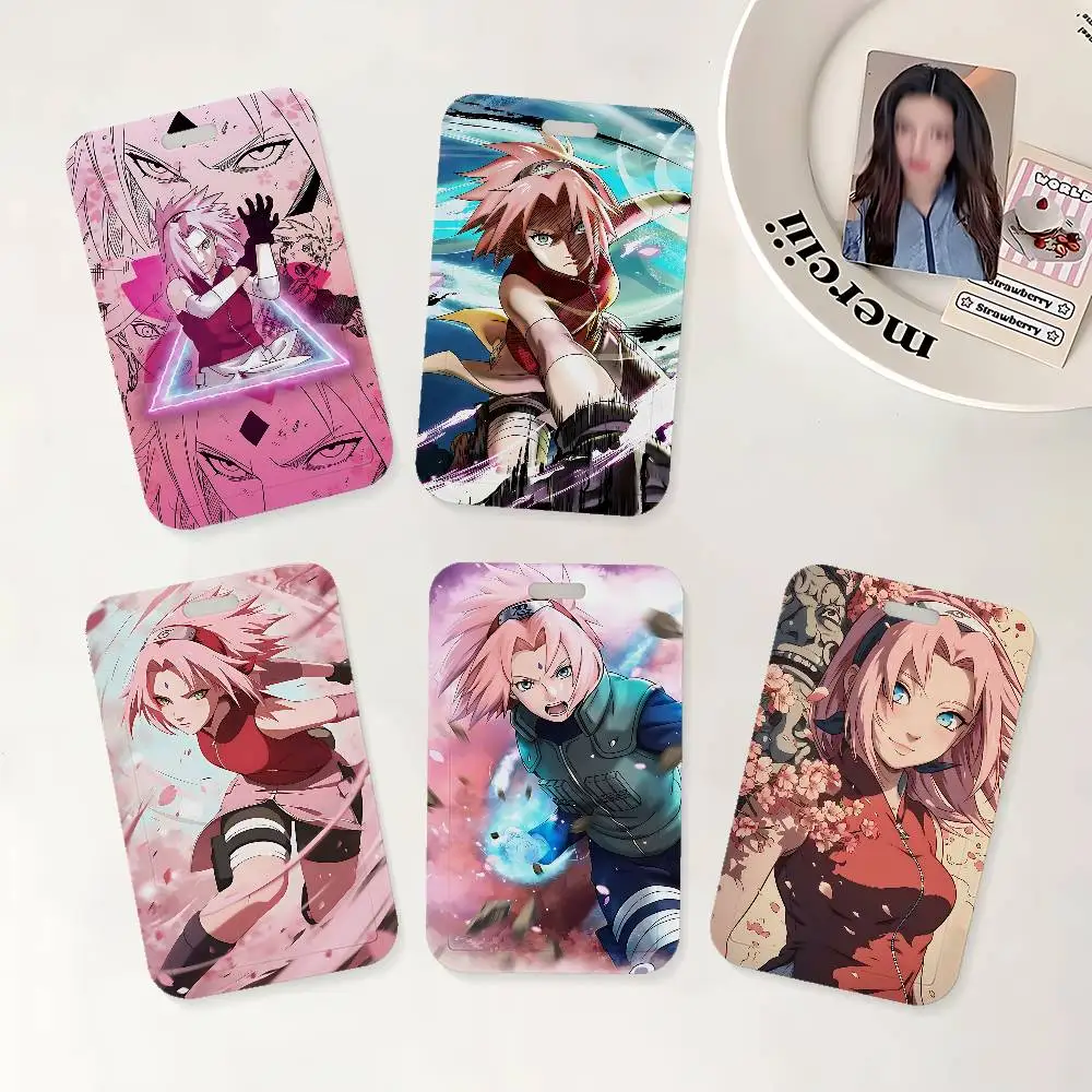 Anime Sakura Haruno Ausweishalter mit Etui für Büro, Schule, Namenskarte, Ausweise