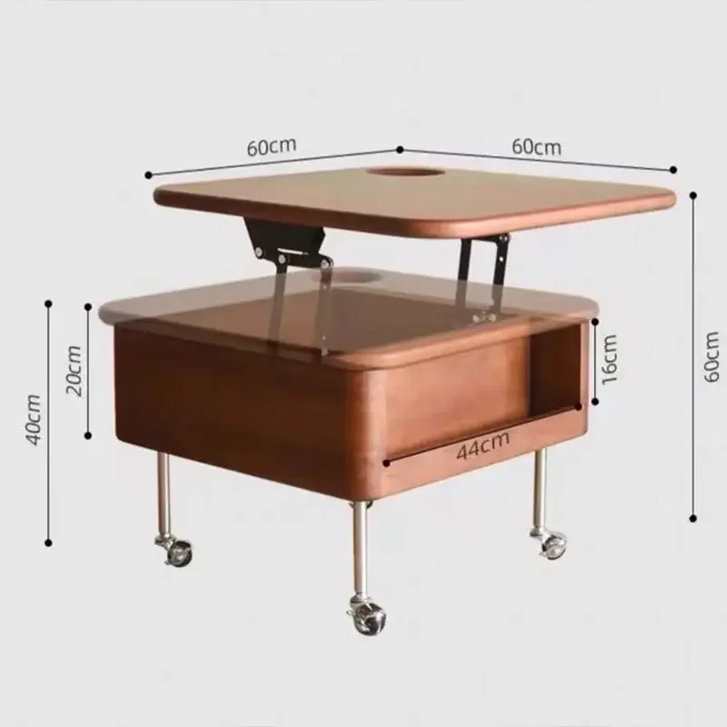 شقة منزلية عتيقة متعددة الوظائف، طاولة خشبية لغرفة المعيشة، طاولة صغيرة بحافة، طاولة رفع متحركة للقهوة #6