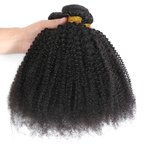 Imagen 2 del producto Mechones Afro rizados brasileños 1/3, extensiones de cabello humano Afro rizado, oferta de extensiones de cabello de 8-24 "", tejido de cabello humano rizado para mujeres