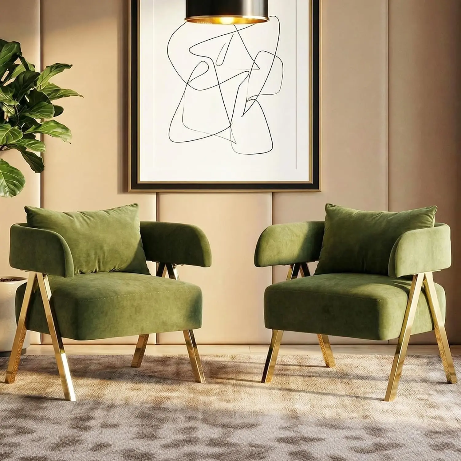Modern Velvet Barrel Accent Chairs Set of 2, Comfy Reading Armchair for Living Room & Bedroom, Custom