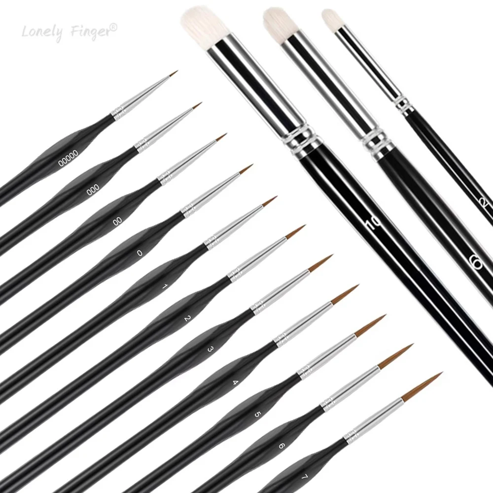 11 Pieces Fine Dry Brushes Set for School, Watercolor, Model Making, Paint by Numbers, Artist and Detail Brushes