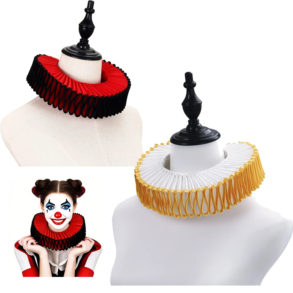 

Воротник с рюшами Tudor King Queen, винтажный воротник с рюшами, съемный накладной воротник, цирковой клоун, галстук-бабочка, аксессуары в стиле ретро на Хэллоуин