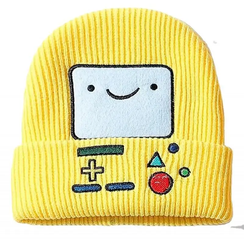 Green Smiley Face Printed Woolen Hat, Winter Hip-hop Pullover Warm Hat, Sweet Knitted Hat