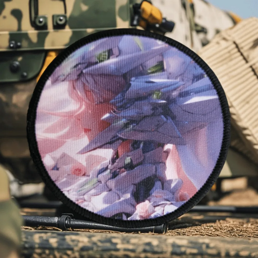 Mech Anime Girl Taktischer Patch-Druck mit Klettverschluss, militärischer gepanzerter Krieger, Moralabzeichen, Armband, Rucksack, Kleidung, Aufkleber