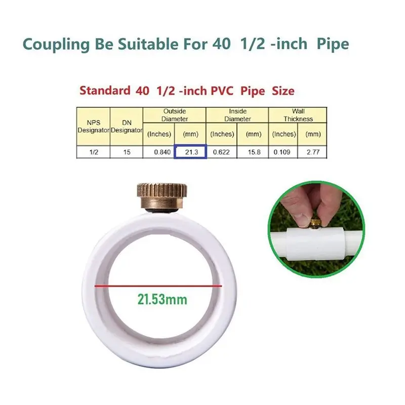 KYCOR-100Pcs 1/2 Inch PVC Mist Nozzle Misting System For Patio Outdoor Mister Coupling PVC Split Section With Mist Nozzle