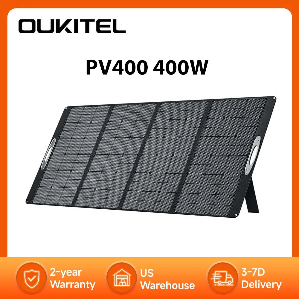 OUKITEL PV400 400W Portable Solar Panel for Power Station, Solar Generator P2001, Foldable Solar Charger for RV, Camping, Power