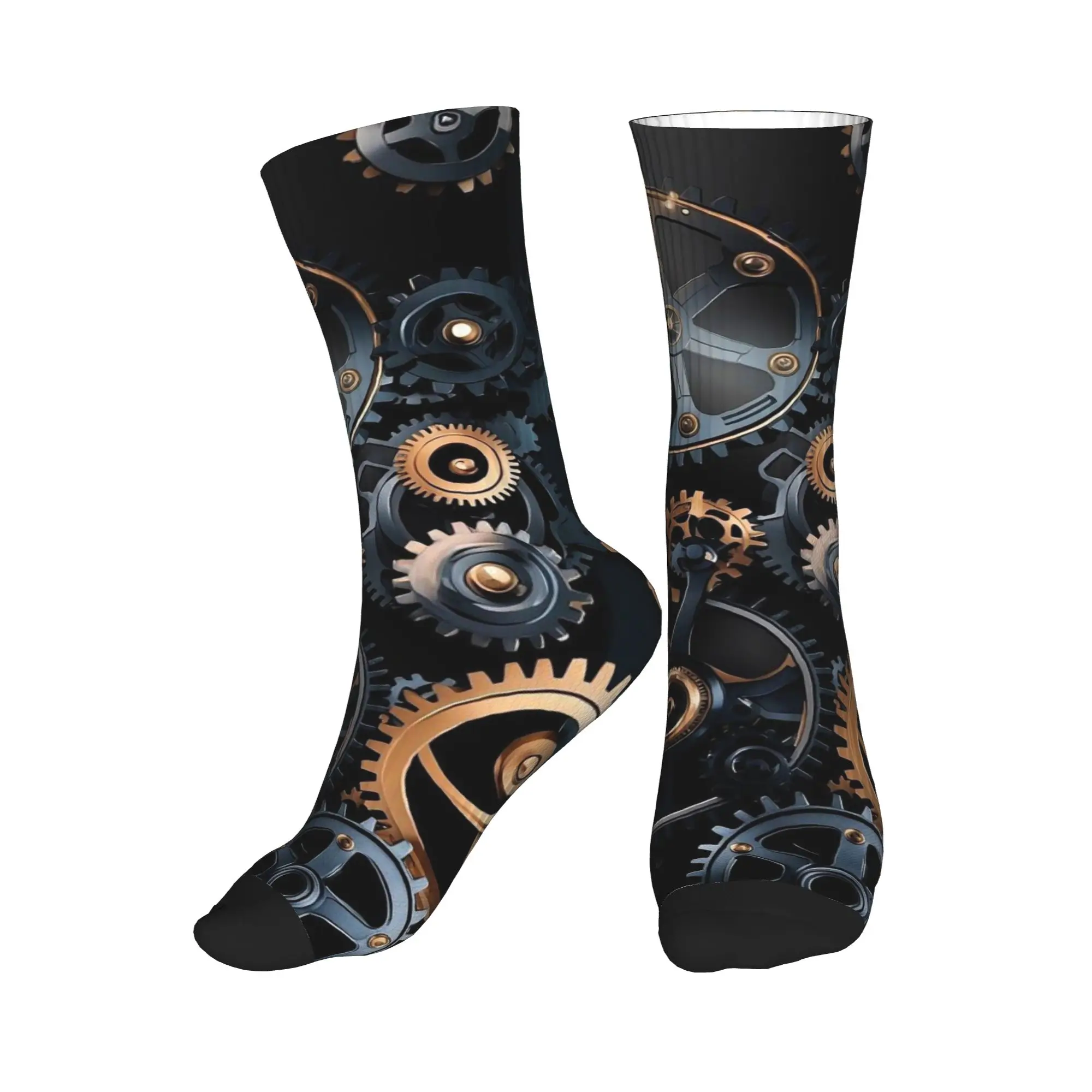 

Всесезонные носки-гольфы в стиле стимпанк с механическим рисунком шестеренок, спортивные, средней длины, в стиле хип-хоп, для мужчин и женщин