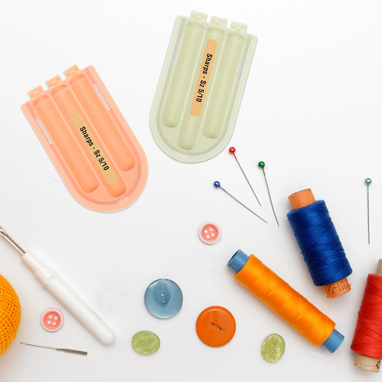 

4Pcs Needle Box Sewing Kit Case Pink Green 2Each Plastic ganizer For Pins Plastic Pin Holder Quilting Crafts Container