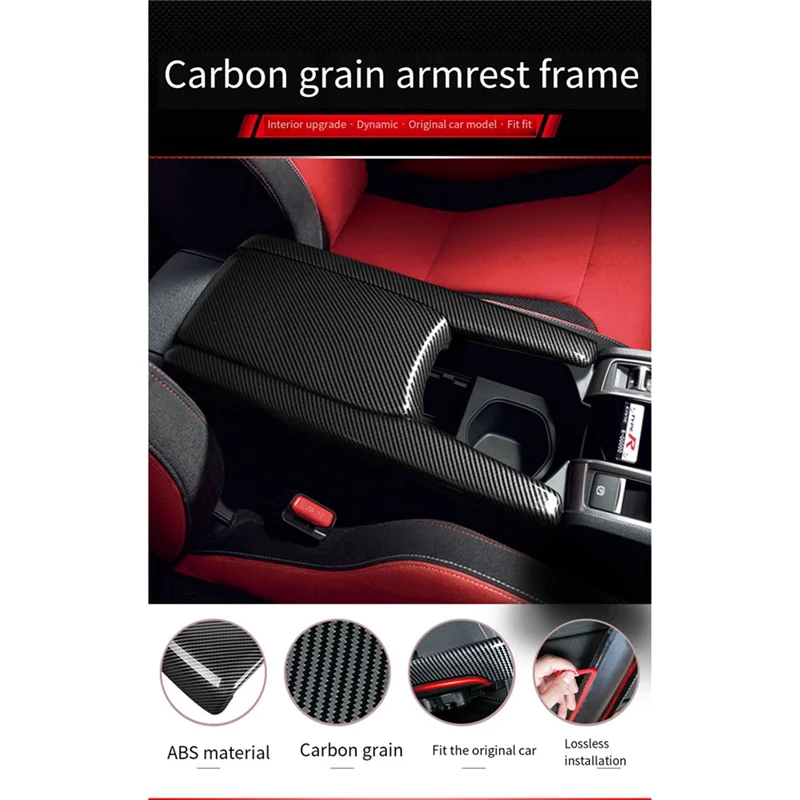 

Armrest Box Protective Cover Center Armrest Trim Sticker For Honda Civic 2016-2020 Carbon Fiber Storage Box Cover Accessories