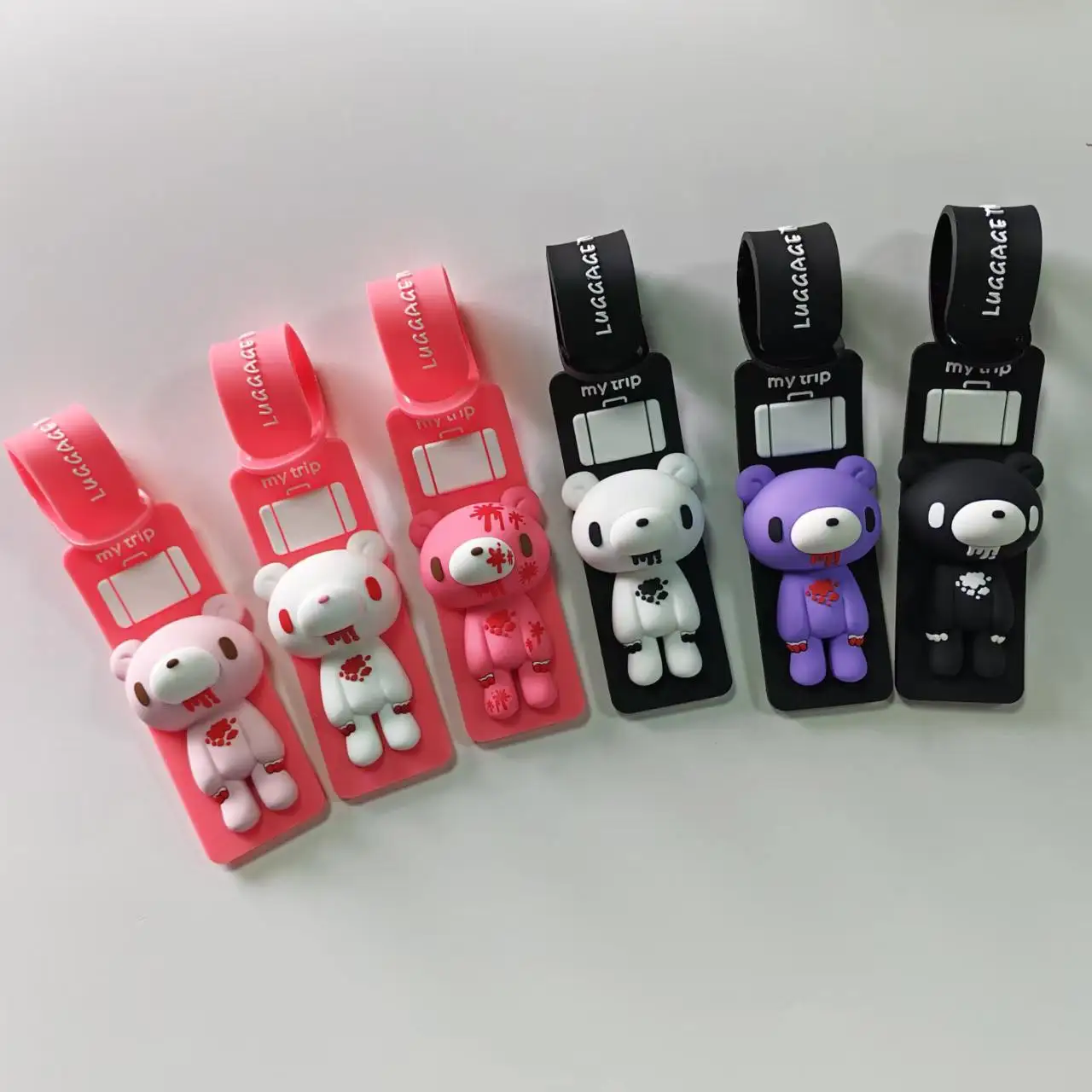 Cute Cartoon Bear Silicone Luggage Tag, Anti-loss Suitcase Identifier, Adjustable Strap Travel Backpack Name Tag Accessory