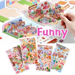Wholesale Happy Amusement Park Puzzle Cartoon 3D DIY Landscape Sticker Pocket Cabin Scene Festival Birthday Gift for Kid Child