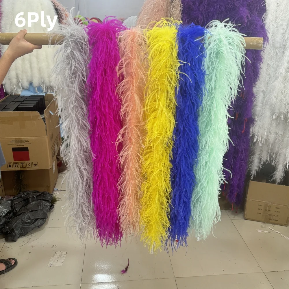 

Hot Sale Ostrich feather boa 2 Meters Natural Ostrich Feathers Decoration Shawl for Costume Dress Sewing Accessory 2 To 15Ply