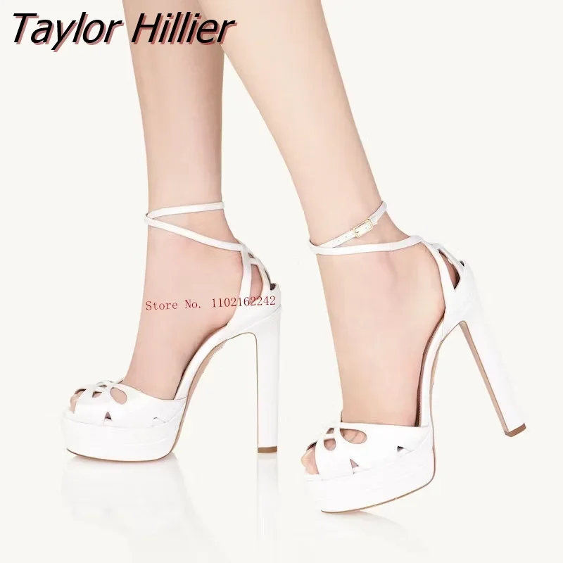 New Summer Water Platform Open-Toed Sandals Women\'S Gold Fashion Thick Heel Cross Buckle Strap Sandals Simple Sexy All-Match 46