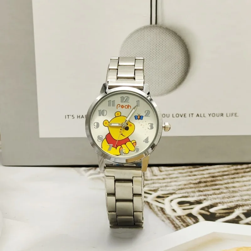 

Disney Watch Pooh Bear Winnie Cartoon Cute Steel Belt Waterproof Accurate Student Boy Girl Student Creative Couple Style Gift