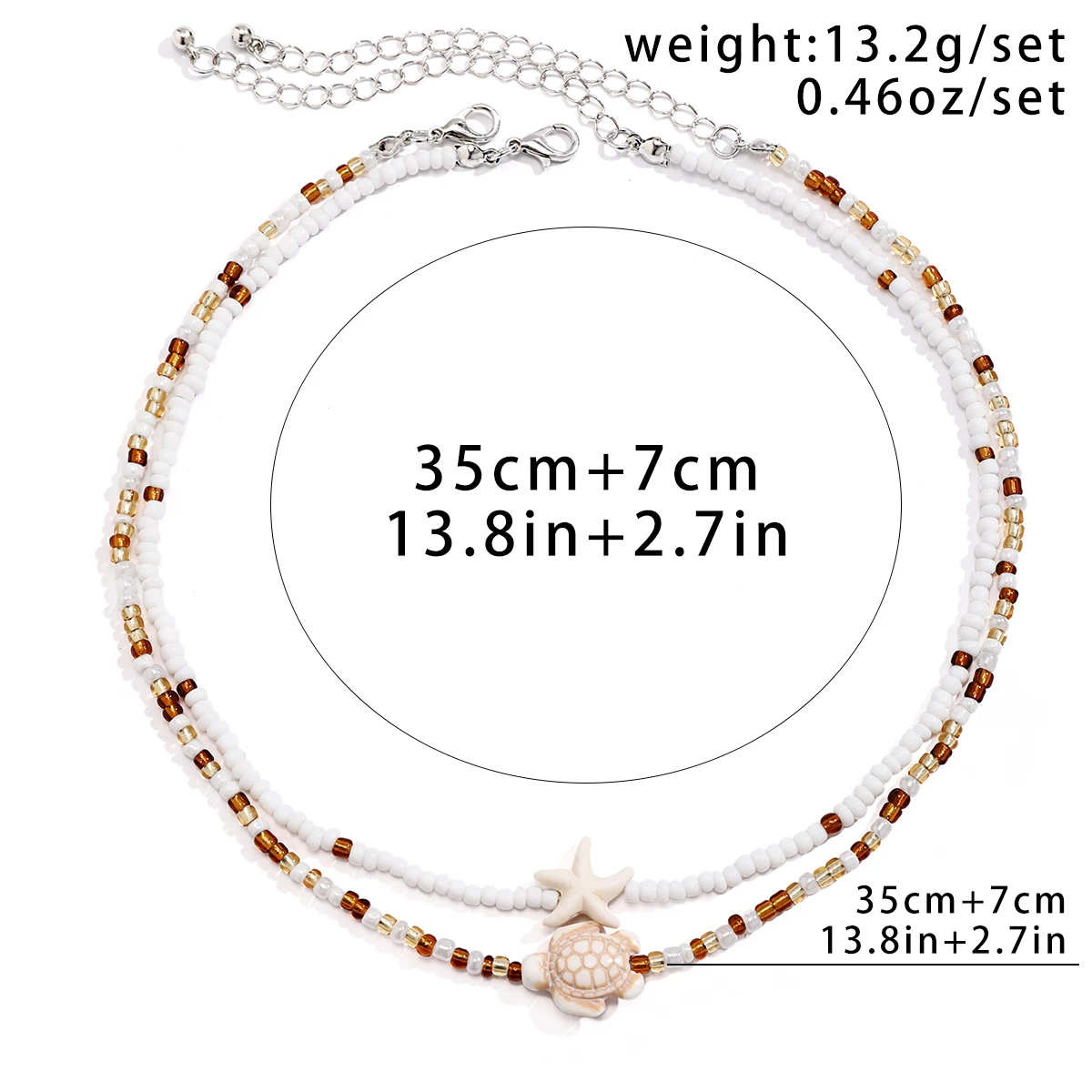 Ingemark Boho Seed Beads Clavicle Chain Necklace for Women Summer Beach Kpop Starfish Turtle Choker Y2K Jewelry Wed Accessories