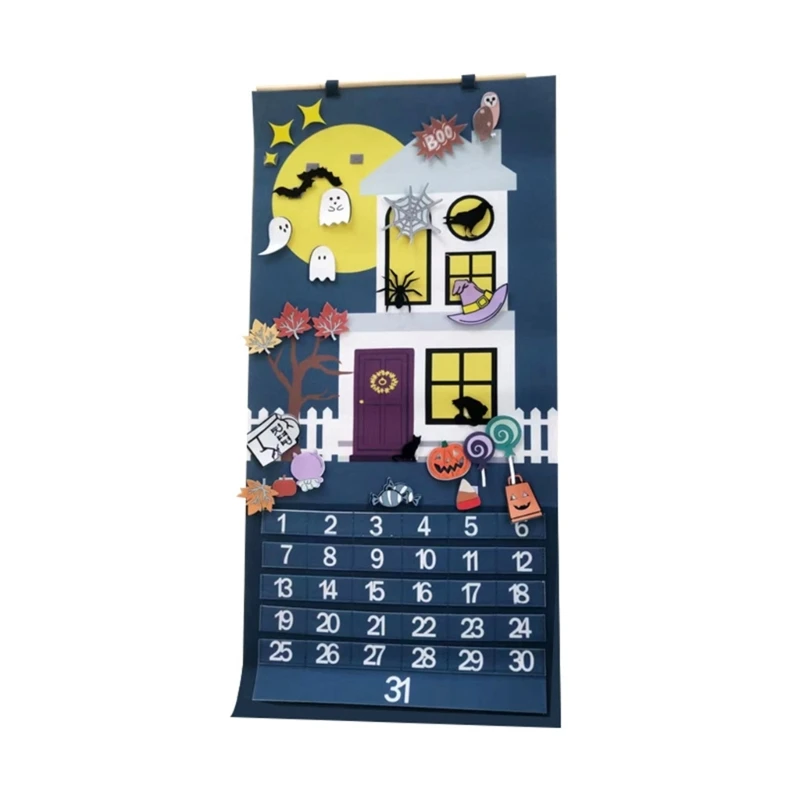 

Halloween Advent Calendar 31 Days Felt Countdown Calendars with Detachable Ornaments for Home Wall Door Hanging Decor