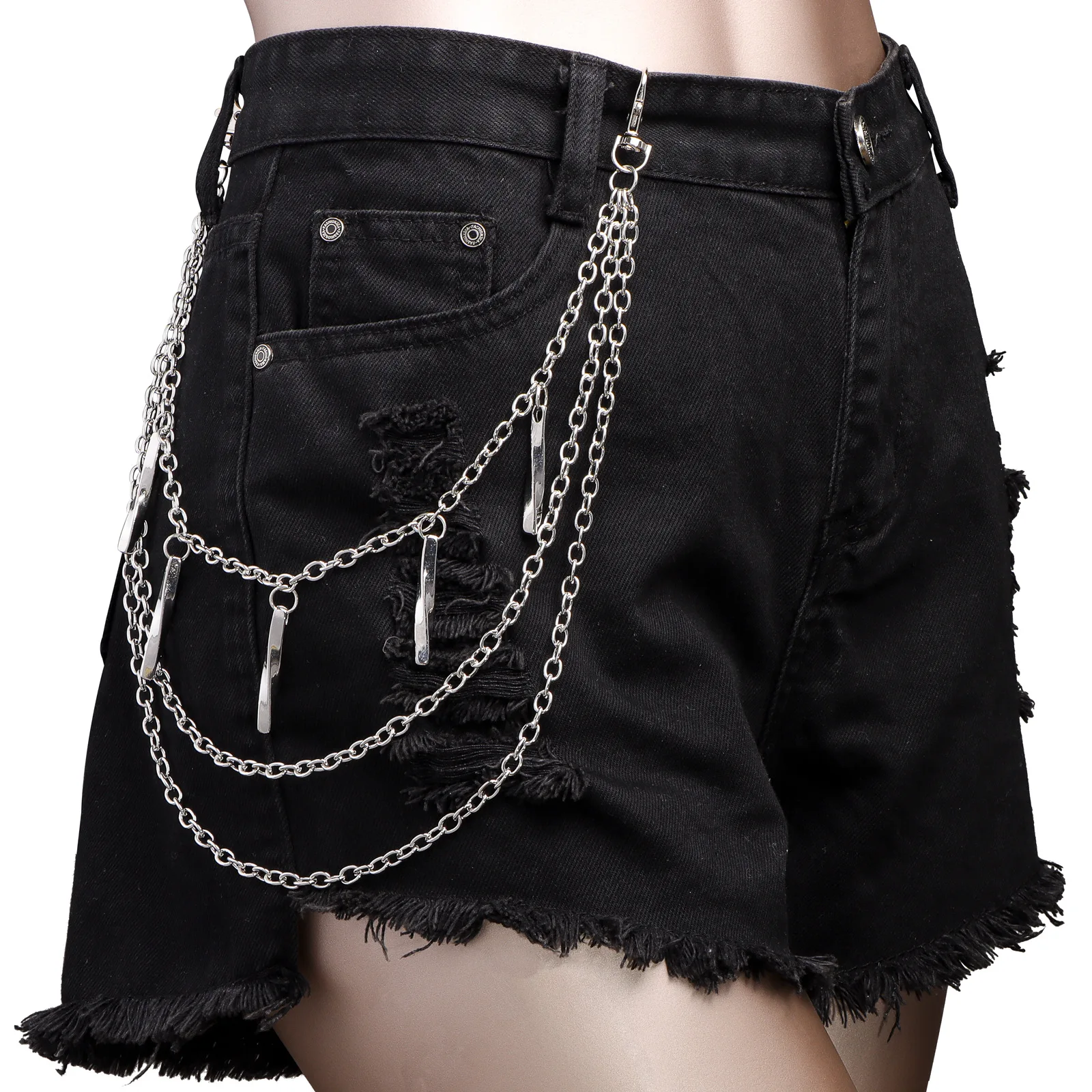 1pcs Rectangle Keychains Waist Chain Belt Female Cool Ins Wind Pants Chain Accessories Trendy Hip hop Waist