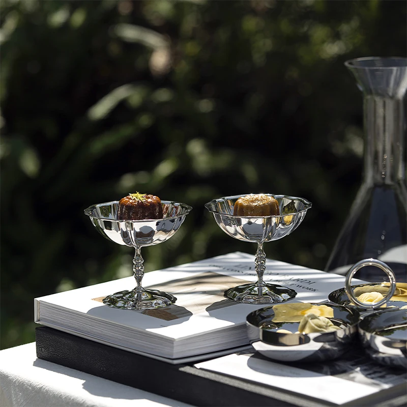 

European Style Stainless Steel Cocktail Cup Luxury Creative High Foot Cup Afternoon Tea Pudding Dessert Cup Internet Famous I...