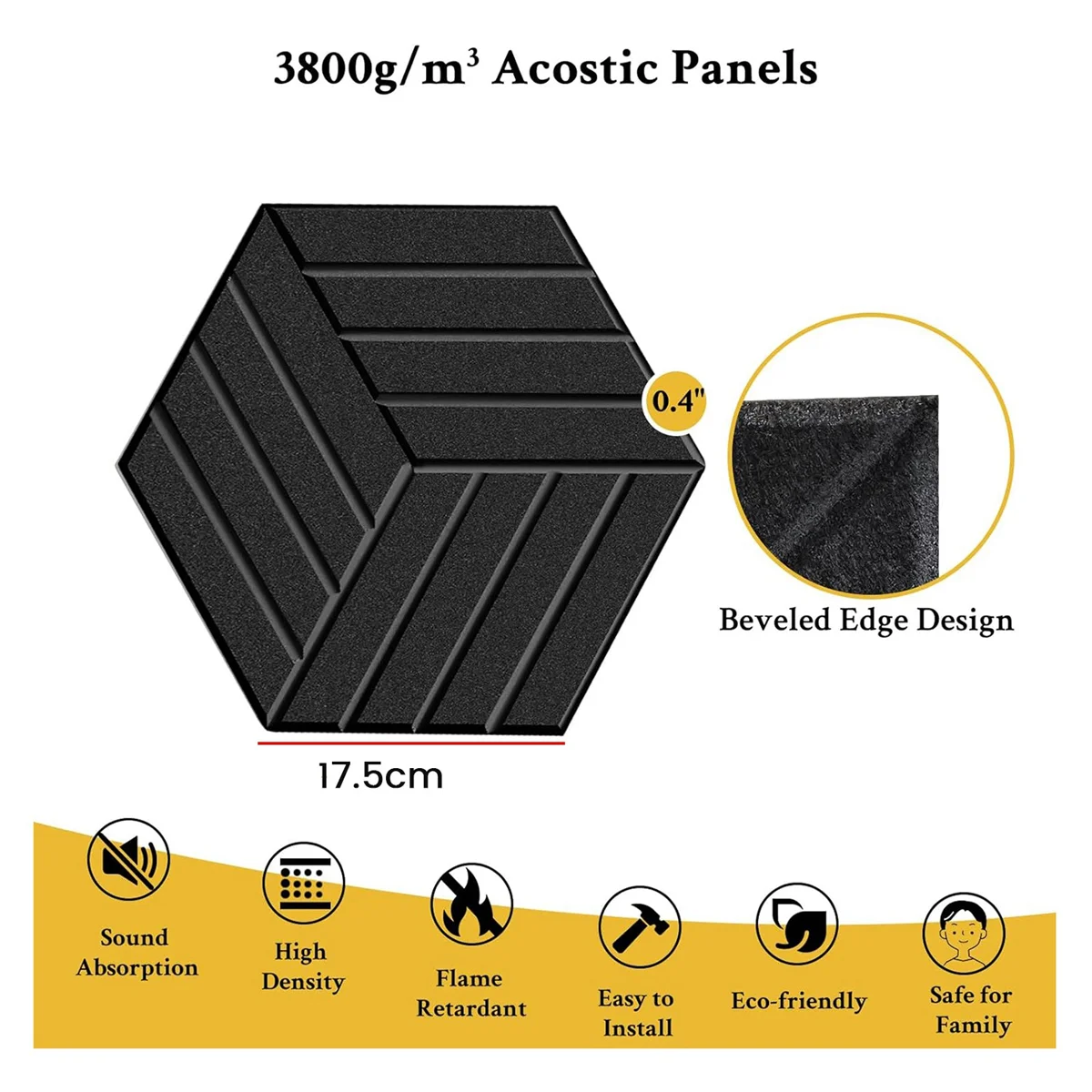 12 Pack Self Adhesive Acoustic Panels Soundproof Wall Panels,Sound Proof Foam Panels for Noise Absorbing Black