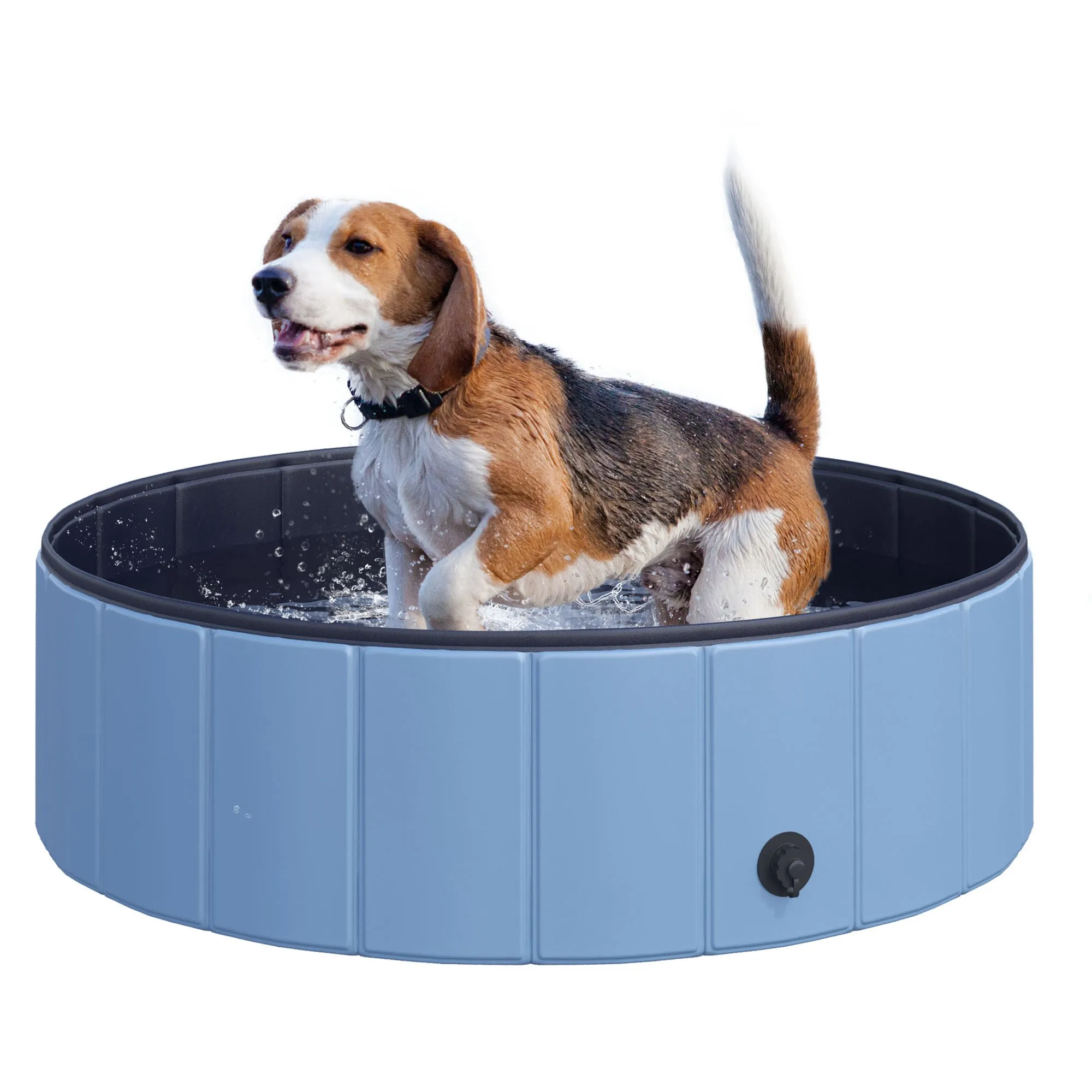 PawHut Piscina Plegable para Perros Gatos Ø100x30 cm Bañera Portátil para Mascotas PVC Antideslizante Múltiples Usos Color Azul
