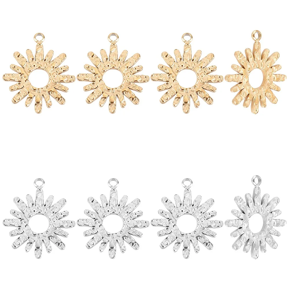 

1box 8pcs 2 styles 304 Stainless Steel Flower Stainless Steel color 14.5x12.5x1mm Hole: 1.2mm 4pcs/style