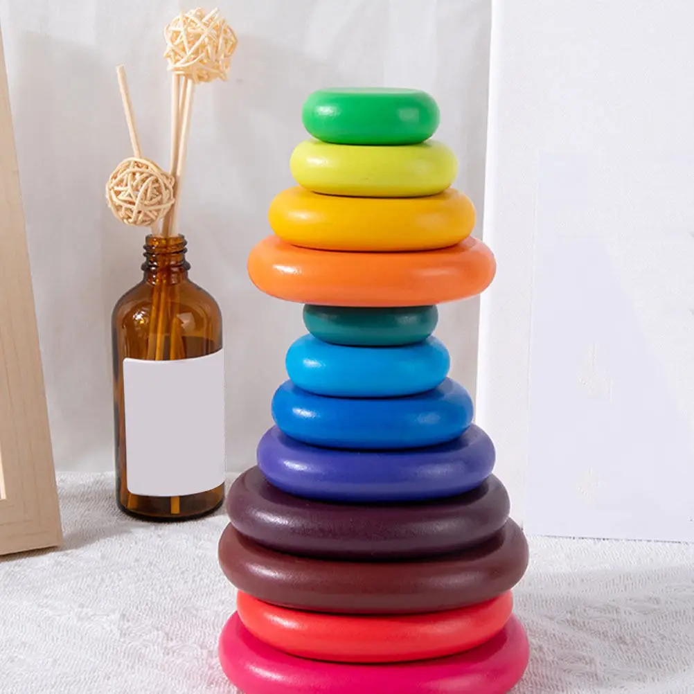 

Набор из 12 натуральных деревянных блоков-пирамидок для развития творчества, развивающие игрушки для детей