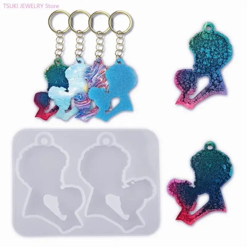 62KE DIY عيد الأم قلادة صب قالب من السيليكون عدة Keyrings فن الحرف اليدوية #5