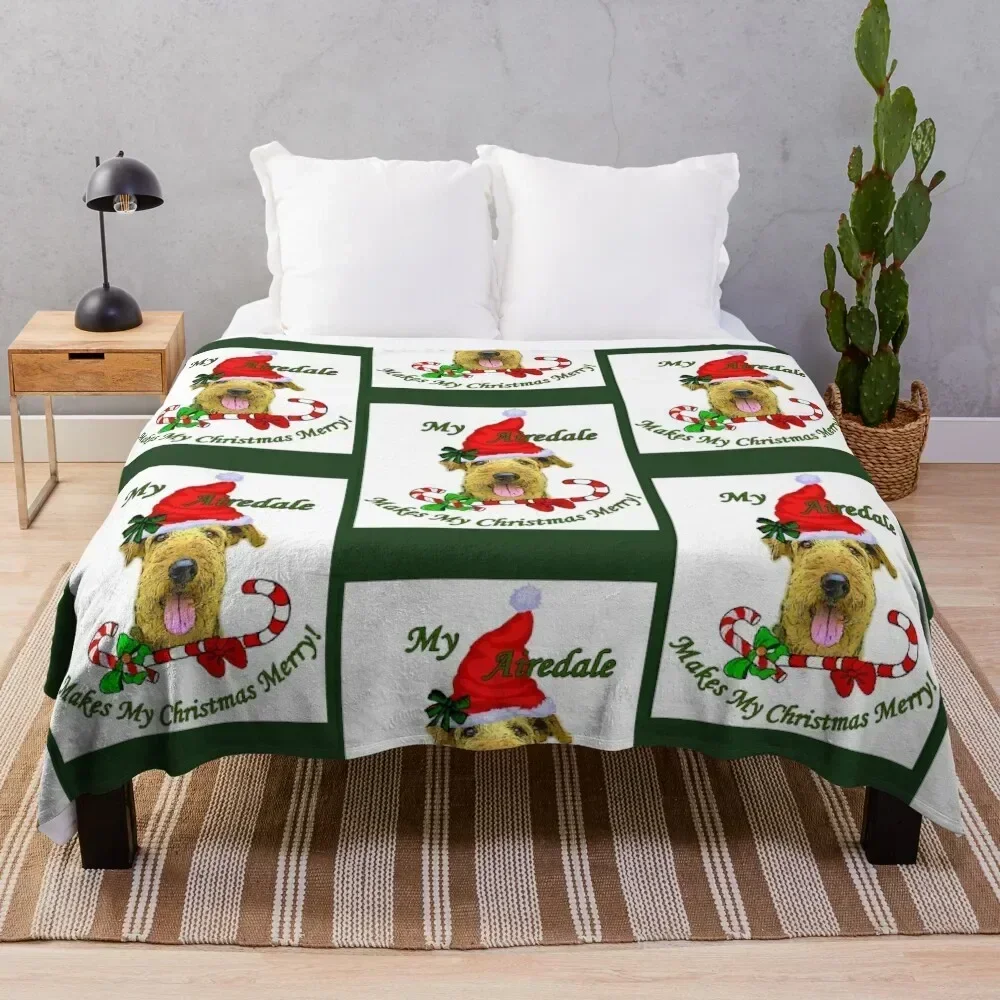 

Airedale Terrier Christmas Gifts Throw Blanket Ultra Soft Flannel Fleece Blanket for All Seasons