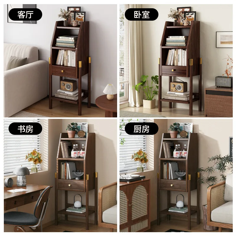 Bookshelf Nordic floor-to-ceiling solid wood shelf Home bookcase Living room against the wall Storage