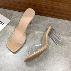 2022 New Sandals Open Toe High Heels Women Transparent Plexiglass Slippers Heel Transparent Sandals High Heel Sandals Shoes