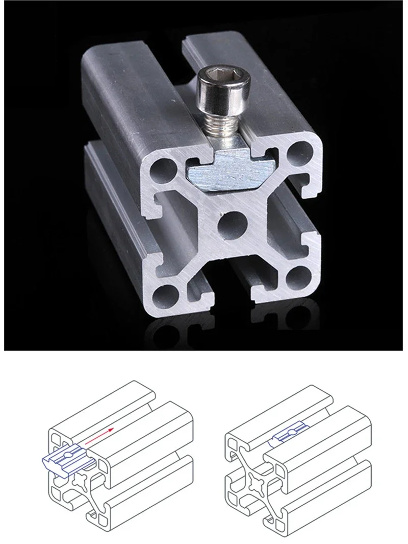 Square Nuts T-Track Sliding Hammer Nut M3 M4 M5 M6 T Block for Fastener Aluminum Profile 2020 4040 Home Decoration Hardware Use