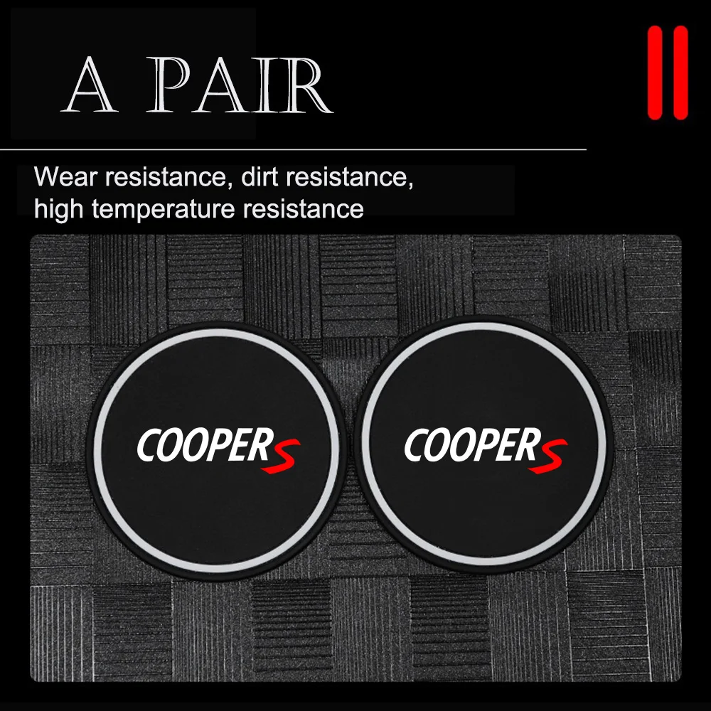 2Pcs Anti-Slip Water Cup Drink Mat Insert Coaster Pads Accessories For MINI Cooper S D F53 f54 F66 F55 F56 F60 R55 R56 R60