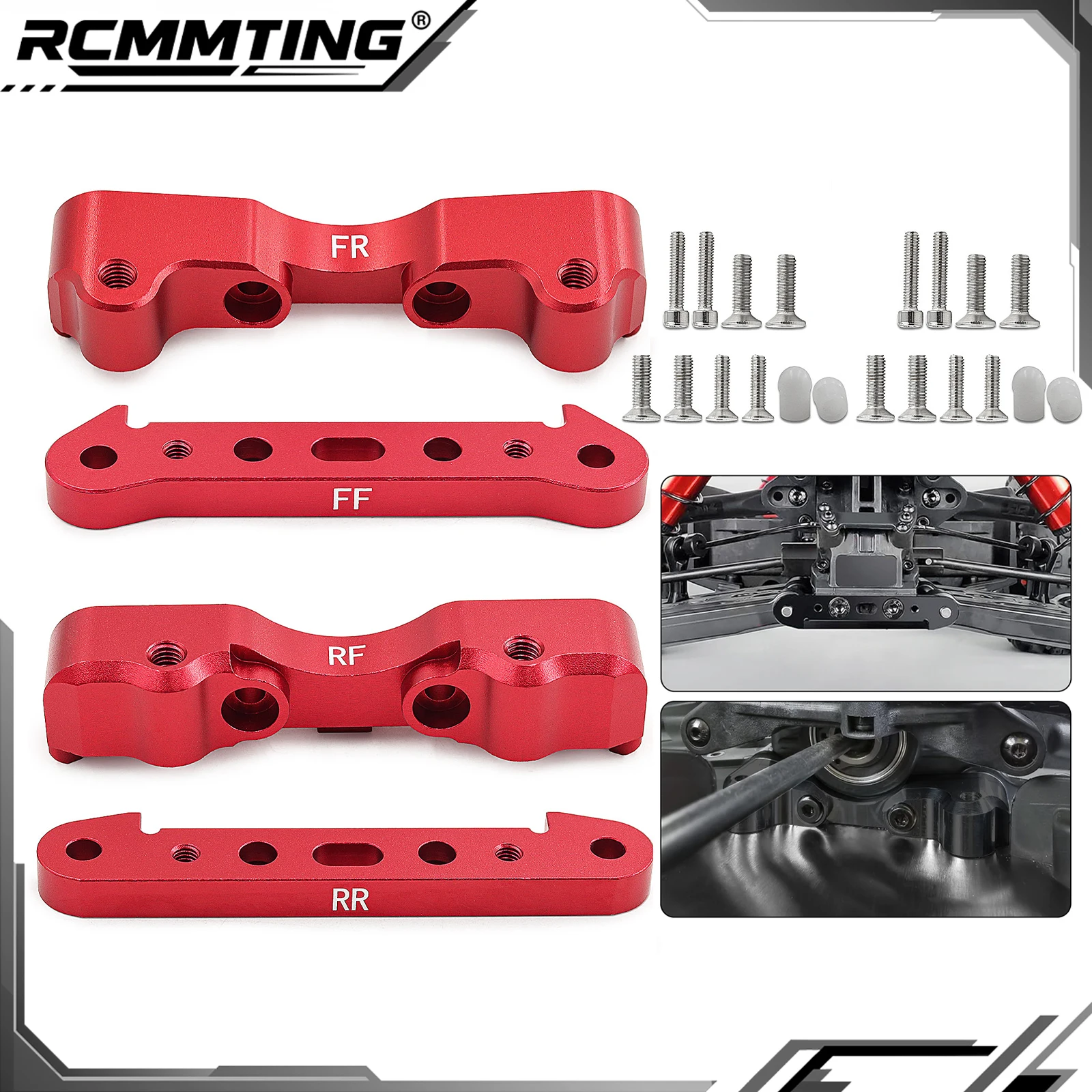 RCMMTING-Juego de actualización de montaje de brazo inferior de Metal para ARRMA 1/5 Kraton Outcast 8S, soporte de brazo inferior de suspensión delantera/trasera de aleación de aluminio