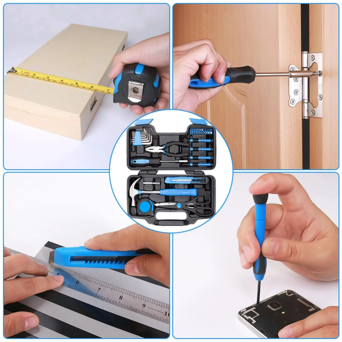 39-Piece Household Tool Set with Tool Box Organizer - Multi-Purpose Small Hand Tool Kit Includes Essential Tools for Home Office