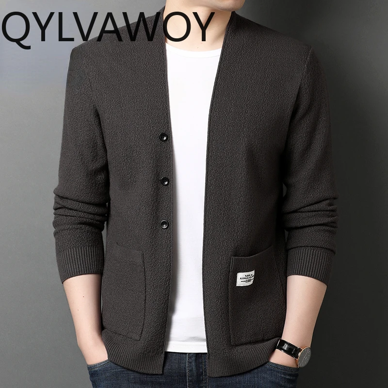 QYLVAWOY Cardigans for Men Sweaters Fashion Top Business Casual Mens Sweater Spring Autumn Knitted Sweater 2024 Sueter Masculino