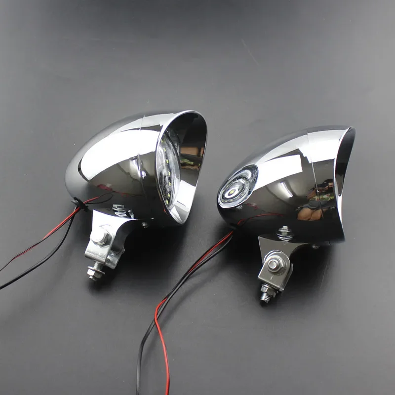 2pcs 12V Custom Motorcycle LED Headlight Driving Bullet Fog Lamp Spot Light For Harley Honda Yamaha Suzuki Kawasaki