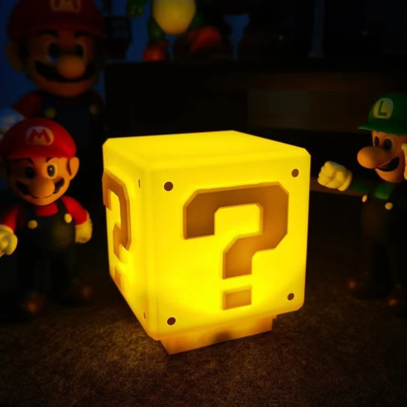 Anime Bros Znaki Interrogaacyjne Super Gwiazda Figurki Zabawki Grzyb Koopa Troopa LED USB Ładowanie Lampka Stołowa Światła Model Lalki Prezent